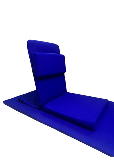 Backjack Meditasyon Sandalyesi Destekli Yer Minderi + 60x180 Kumaş Mat - Backjack 3xl Mat+backjack İkili Set Saks Mavi