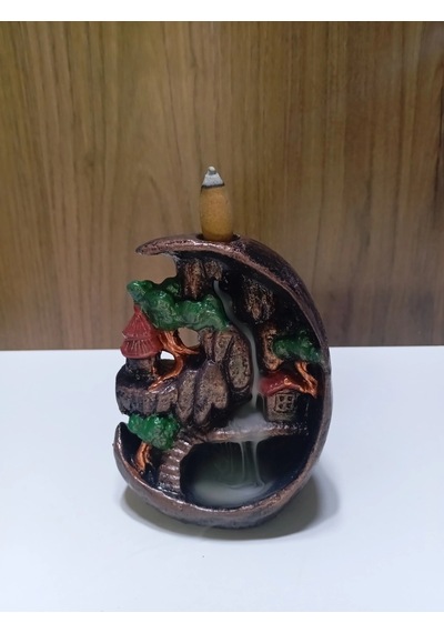 Tedi Sanat Mini Ay Dağ Şelale Geri Akış Tütsülük Buhurdanlık
