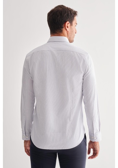 İmza Beyaz Yarım İtalyan Yaka Uzun Kol Cepsiz Slimfit Fit Classic Gömlek 1004255162 Duman Beyaz