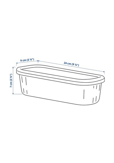 Ikea Rykta Kapaklı Kutu, Şeffaf Gri-mavi, 9x24x7 Cm/0.5 Lt