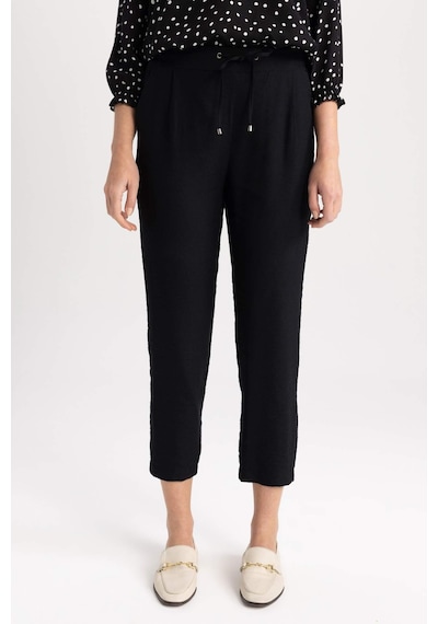 DeFacto Jogger Pantolon Keten Görünümlü Cepli Yüksek Bel Düz Paça R0433AZ25SPBK81