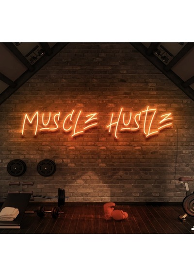 Muscle Hustle Yazılı Neon Tabela Turuncu