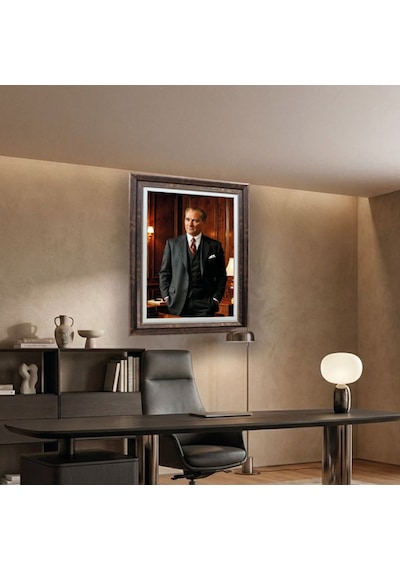 Çerçeveli Deri Atatürk Tablosu 24 Çerçeveli Tablo 61x81 Cm Diğer