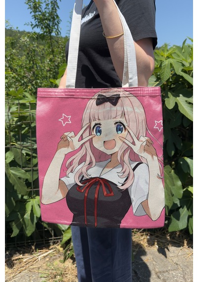 Zipzap Kaguya Sama V5 Yazlık Kışlık Çift Taraflı Kanvas Baskı Bez Çanta Anime Çantası