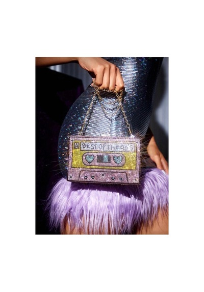 Gael Cassette Crush Taşlı Clutch Çanta Pembe Pembe
