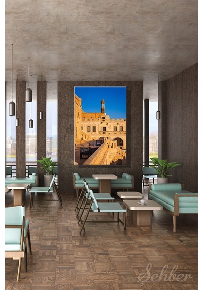 Mardin Midyat'ta Yer Alan Geleneksel Taş Mimari Dikey Kanvas Tablo 4346 Çok Renkli