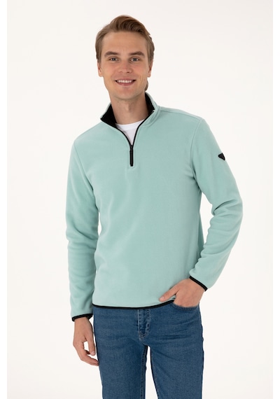 U.S. Polo Assn. Erkek Regular Fit Mint Polar Yarım Fermuarlı Basic Sweatshirt 50313777-VR090