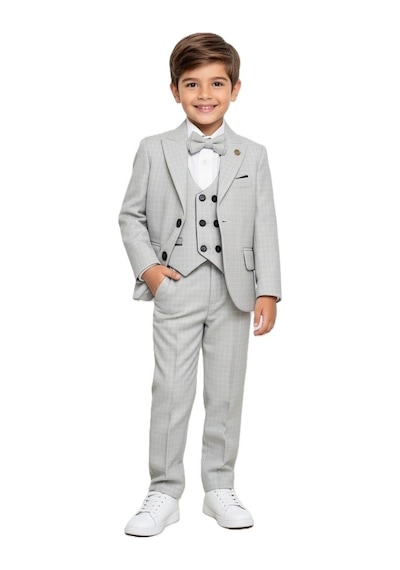 Mnk Baby & Kids Kiryos Erkek Çocuk Kareli Takım Elbise M00806 Gri