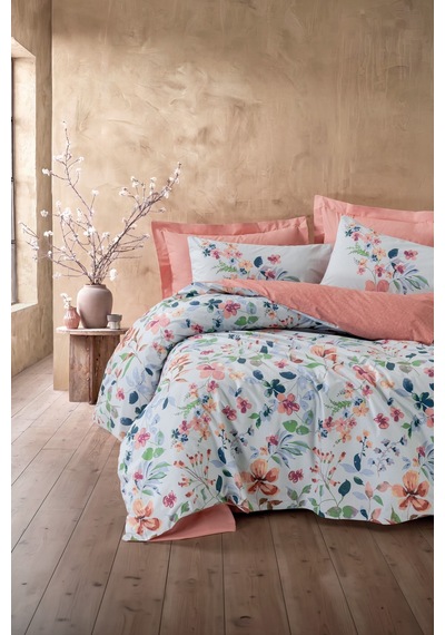 Cotton Box Tek Kişilik Nevresim Takımı Bluebell Somon