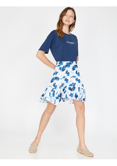 Koton Skirtly Yours Styled By Melis Ağazat - Çiçekli Mini Etek Mavi Desenli 9yak78236pw Koton Skirtly Yours Styled By Melis Ağazat - Çiçekli Mini Etek Mavi Desenli 9yak78236pw
