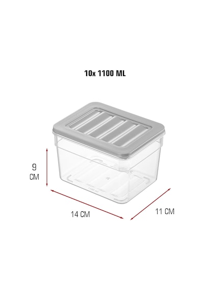 10 Lu Buzdolabı Düzenleyici Saklama Kabı Seti 1100 Ml Mikrodalga Uyumlu Bpa Difriz Düzenleyici Antrasit Kapak