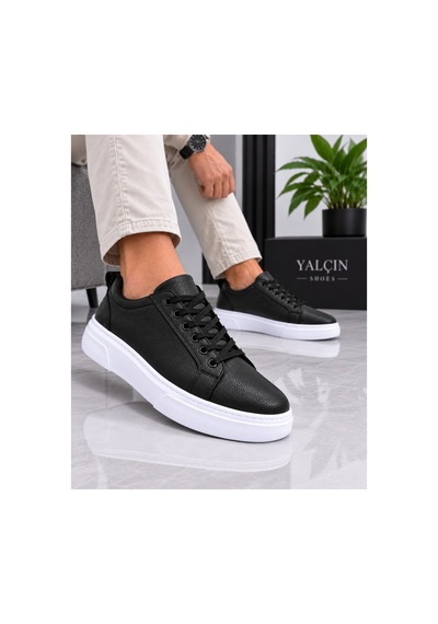 Yalçın Erkek Casual Bağcıklı Ortopedik Rahat Kaymaz Taban Sneaker Ayakkabı Siyah - 919615758 Siyah