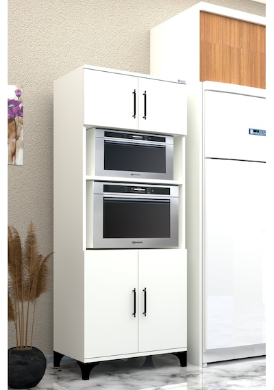 % 100 Mdf Çok Amaçlı Dolap, Fırın Ve Mikro Fırınlık Dolap Beyaz Beyaz Beyaz % 100 Mdf Çok Amaçlı Dolap, Fırın Ve Mikro Fırınlık Dolap Beyaz Beyaz Beyaz