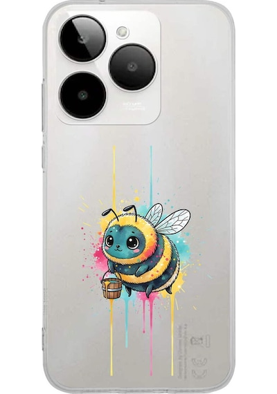 General Mobile Era 30 İle Uyumlu Splash Arı Tasarımlı Şeffaf Silikon Kılıf 051b