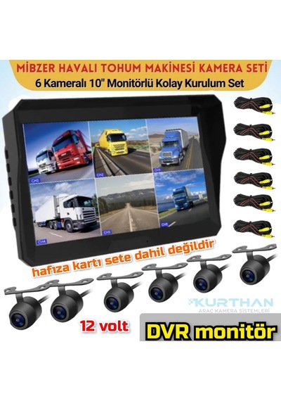 6 Kanal 10'' Hybrid Dvr Monitör Ve 6 Adet Kelebek Kamera Set 12 V