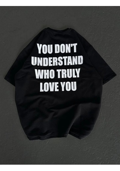 Kadın Baskılı T-shirt Kısa Kol Bisiklet Yaka Regular Fit Rahat Kalıp Günlük Tişört - Siyah Siyah