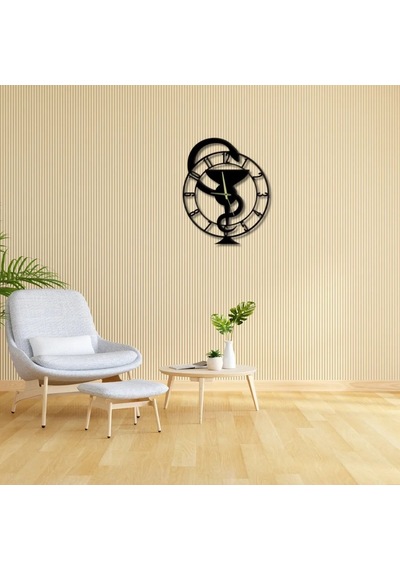 Metal Duvar Saati Eczane Hastanedekoratif Saat Siyah-58 X 58