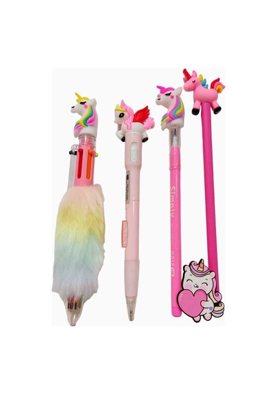 Sevgi Kırtasiye Hediyelik Unicorn Süslü Kalem Seti Tükenmez Yumurtlayan Işıklı Kurşun 7692054525293