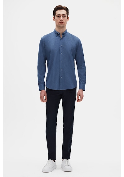 D'S Damat Ds Damat Regular Fit İndigo Düz Kışlık Flanel Gömlek 7hc02ort13265 İndigo