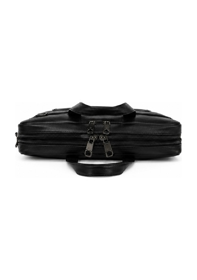 Levano Leather Hakiki Deri Erkek Laptop Ve Evrak Çantası 40x30x7 Cm Siyah Çok Bölmeli Fermuarlı İş Çantası Siyah