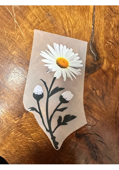 Ütü İle Yapışan Papatya Transfer Baskı Arma 18x9 Cm