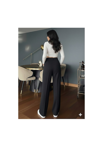 Unika Boutique Kadın Kahverengi Yüksek Bel Palazzo Pantolon Pileli Düğme Detaylı Bol Kesim Likralı Kumaş Pantolon siyah Unika Boutique Kadın Kahverengi Yüksek Bel Palazzo Pantolon Pileli Düğme Detaylı Bol Kesim Likralı Kumaş Pantolon siyah