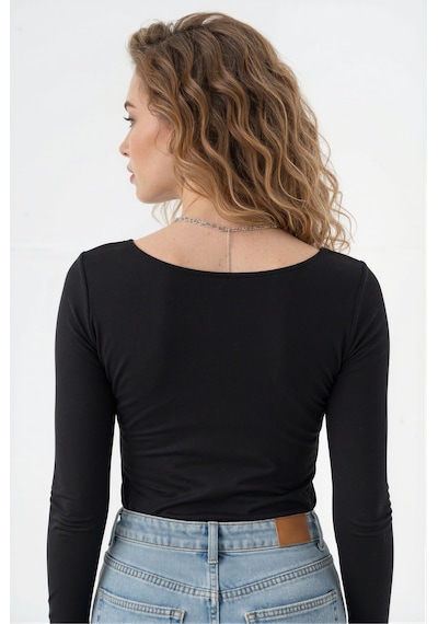 Uyguntarz Kadın Prenses Yaka Siyah Bluz Modern Ve Klasik Stil