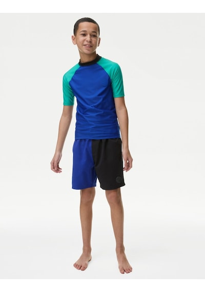 Marks & Spencer Renk Bloklu Deniz Şortu (6-16 Yaş) T87007297W Mavi