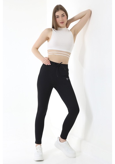 Winmoda34 Dalgıç Tayt Eşofman Push Up Beli Lastikli Siyahh