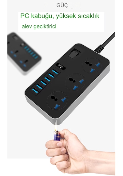 Kontrol Anahtarlı Güç Kaynağı Kartı 3-ac Ve 6 Usb Şarj Portlu