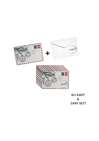Yılbaşı Çam Ve Küre Temalı Kartpostal Ve Zarf Seti, Yeniyıl Tebri