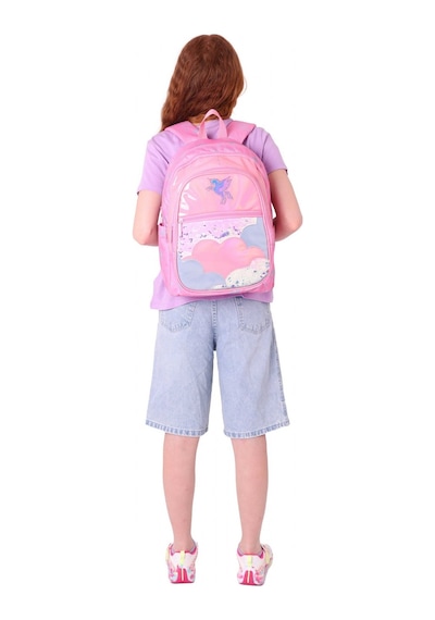 Kaukko Kids Kız Çocuk Pembe - Pullu Bulut Desenli Dört Gözlü Okul Sırt Çantası - L5218 Pembe