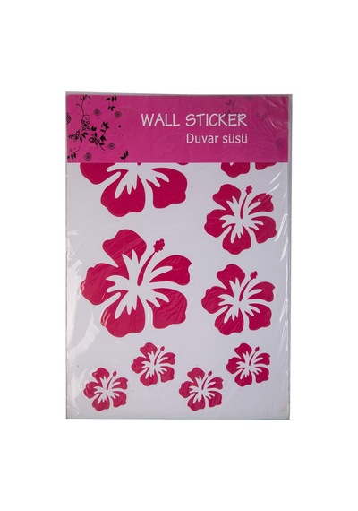 Lexroo Duvar Süsü Sticker Pembe Çiçekli Şeffaf Filmli Pvc