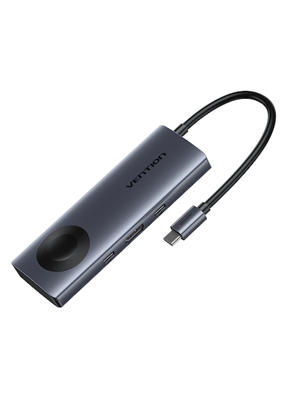 Vention Kablosuz Şarjlı 6'sı 1 Arada Alüminyum Alaşımlı Type-c Hub Çoklayıcı - 4k Hdmı 2xusb 3,0 Usb 3,2 Gen 1 Type-c Pd Gri 0,11m