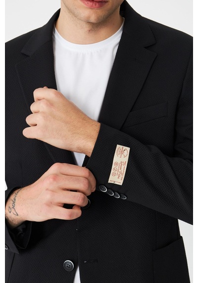 Siyah Slim Fit Klasik Yaka Erkek Spor Blazer Ceket Siyah