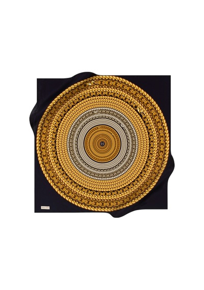 Zincir Desenli 90x90 Pierre Cardin Krep Saten Eşarp Siyah-sarı Siyah-sarı