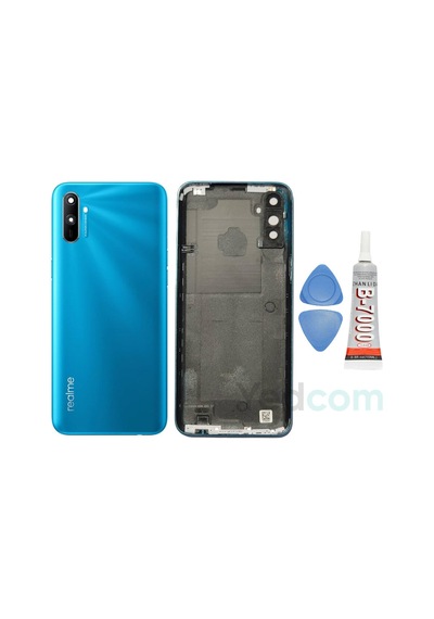 Oppo Realme C3i Mavi Arka Cam Batarya Pil Kapağı Telefon Arka Kapak Yapışkan Beraber