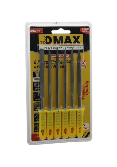 6pcs Mini Çelik Eğe Seti Düz - Yuvarlak - Yarı Dairesel - Kare - Üçgen Bx40