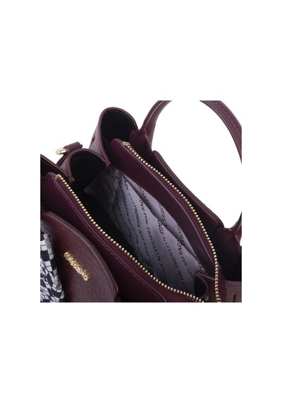 Nas Bag Şık Fularlı Mini El Ve Omuz Çantası Bordo Victoria