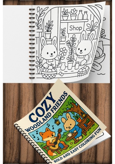 Cozy Woodland Friends Bold And Easy 20x20 Cm Büyük Boyama Kitabı, Çocuklar Ve Yetişkinlere