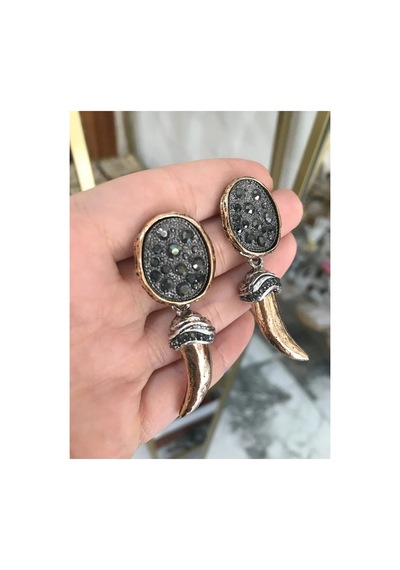Linalya Jewelry Fildişi Küpe Siyah