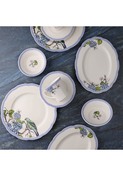 Kütahya Porselen Olympos Dkr-12587 28 Parça 6 Kişilik Bone Kahvaltı Takımı Mavi - Beyaz