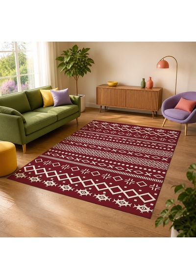 Kartela Halı Nera Halı Kaymaz Taban Makinede Yıkanabilir Halı Bordo - 60 X 90 Cm