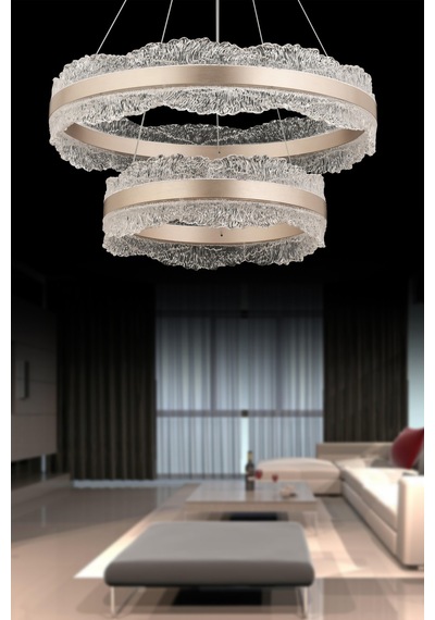 Nova Çift Kademeli Kumandalı Gold Lüks Salon 3 Renk Ledli