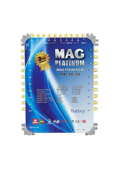 Mag Platinum Mp 10/20 Multiswitch - 10 Giriş 20 Çıkışlı Merkezi Uydu Santrali Hybrid 4k Ve 3d Destekli-203460