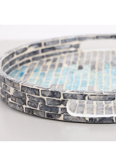 Pure Sedef 30 X3,5 Cm. Black/blue Sedefli Mozaik Tepsi Mix