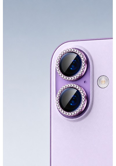 Apple iPhone 17 Uyumlu Taşlı Kamera Lens Koruyucu Lavanta