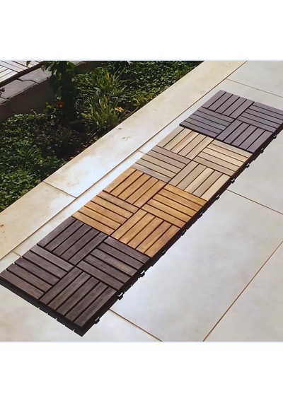 Akasya Ahşap Yer Karosu, Organik Beyaz 30x30 Cm, 10'lu Paket, 0.9 M² Yer Kaplama