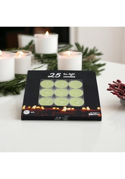 Tealight Mum 25x10 Gr Dekoratif Mumu Kandil Hediyelik Fitilli Mumluk Şamdan Krem Renk Kokusuz Çok Renkli
