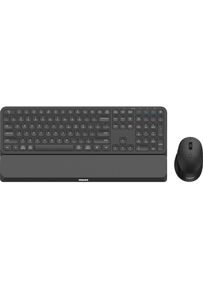 Phılıps Spt6607b, Siyah, Türkçe Q, 2.4ghz Ve Bluetooth Kablosuz, Bilek Destekli, Multimedya Klavye Mouse Set Lazer